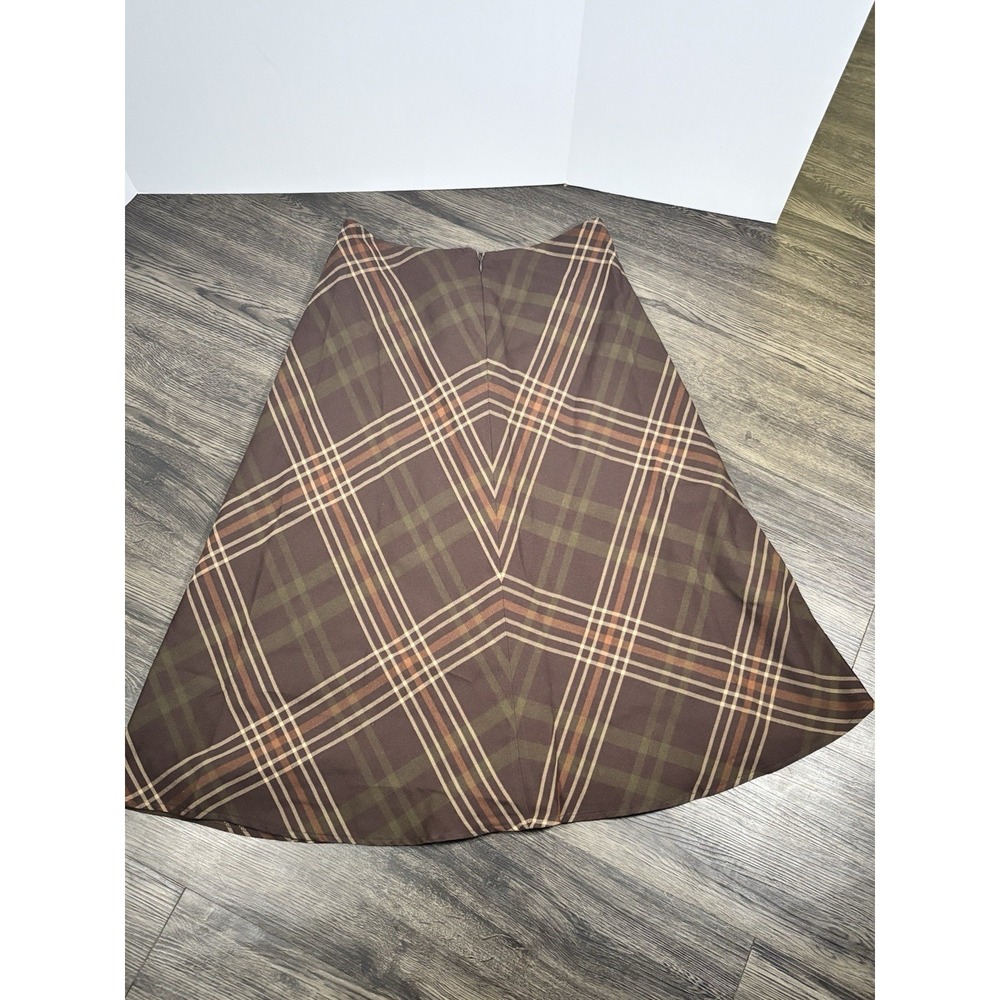 East 5th Women's Plaid A-Line Midi Skirt Brown Green Size 10 Lined⁠